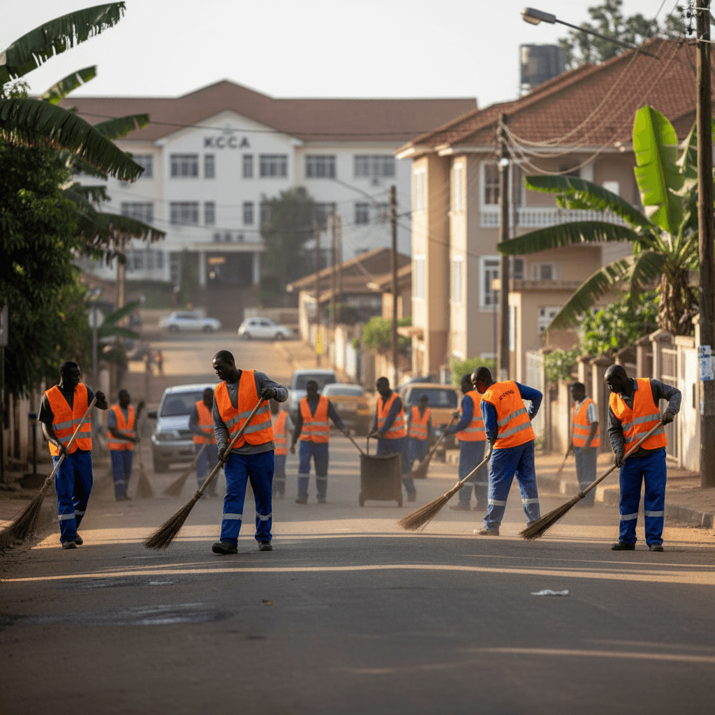 Rubaga Division SACCO team cleaning roads in Lubaga