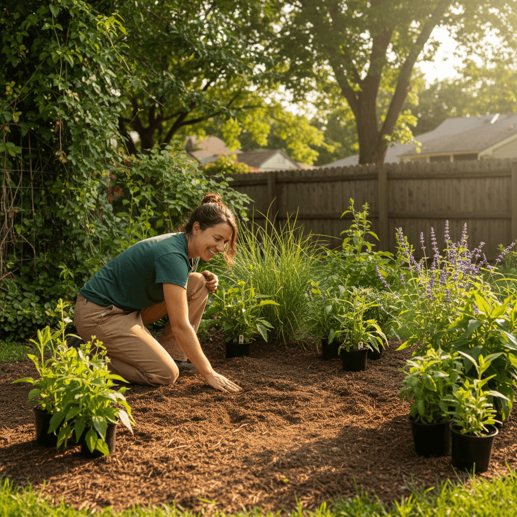 Landscape designer planning garden layout