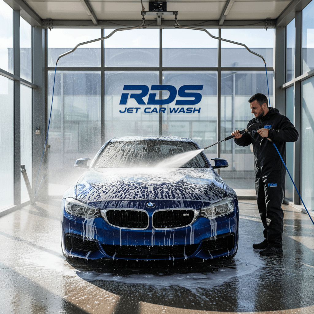 Professional car washing in progress at RDS Jet Car Wash