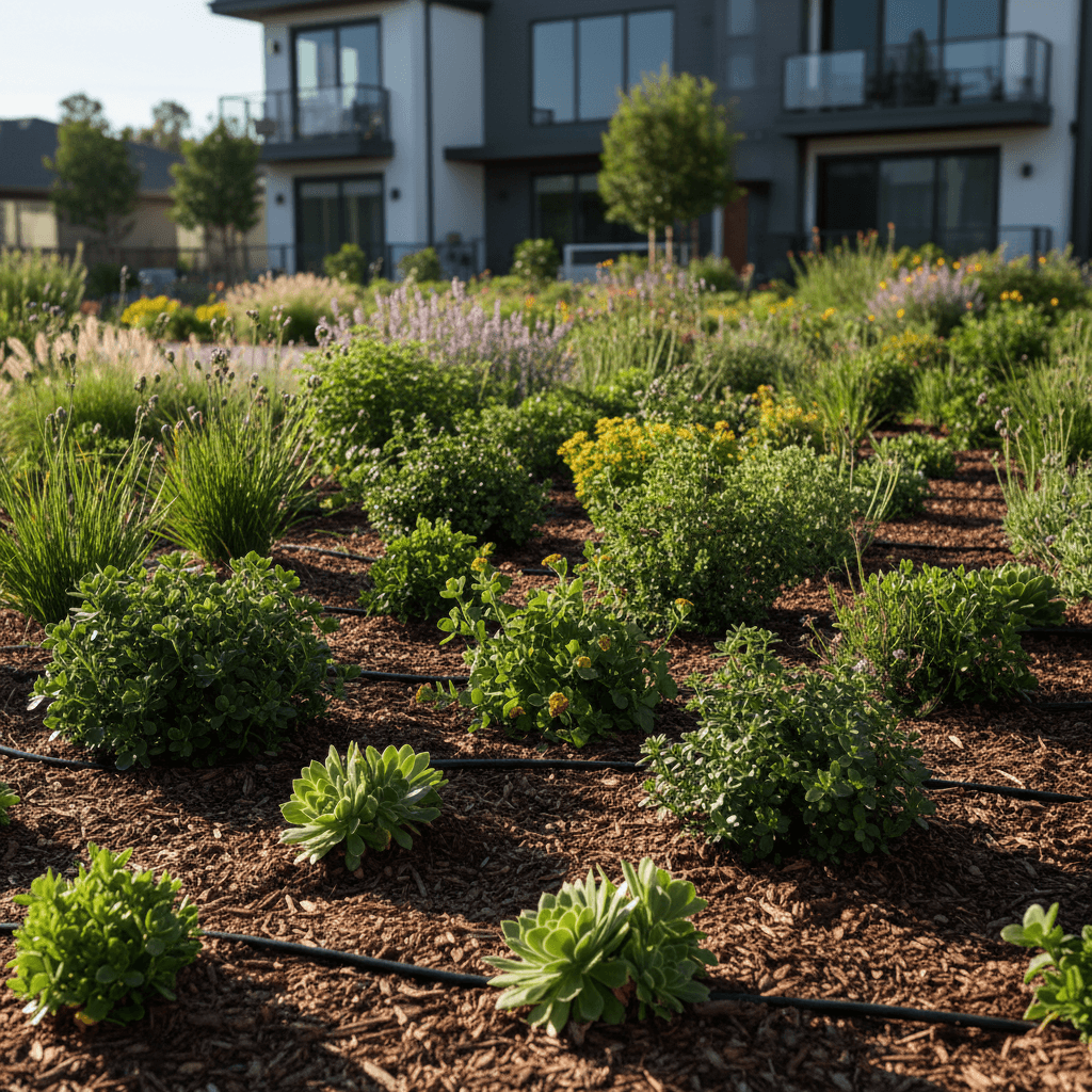 Water-efficient garden with native plantings