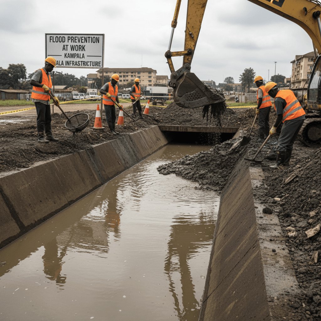 Drainage desilting equipment clearing sediment buildup